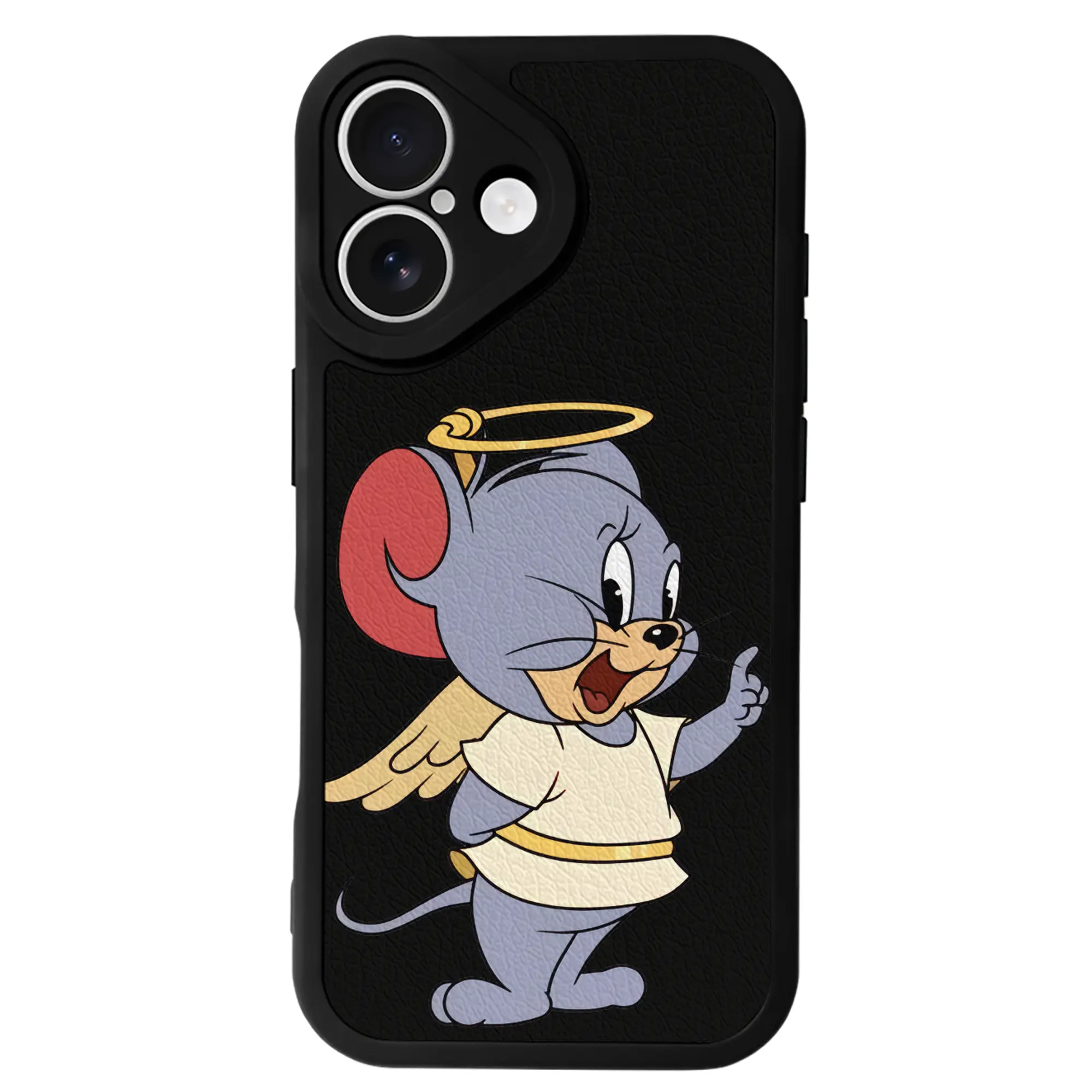 トムとジェリー グッズ タフィー - IPhone 16シリーズ対応 ・ シリコンスマホケース ・ レザー調 ・ 高精度フィット ・ 耐衝撃 ・ ワイヤレス充電対応 ・ 精密カット